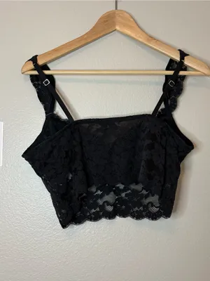 Aerie nwt black lace bralette top light coverage large summer lingerie casual thumbnail 4