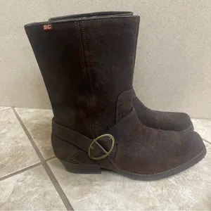 Bc Footwear Womens Boots Leather Brown Bootie Zip 8.5 Biker Harness Pre‎ Owned thumbnail 9