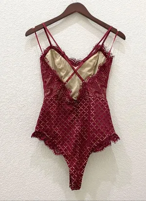 AKIRA Burgundy Lace Bodysuit M thumbnail 4