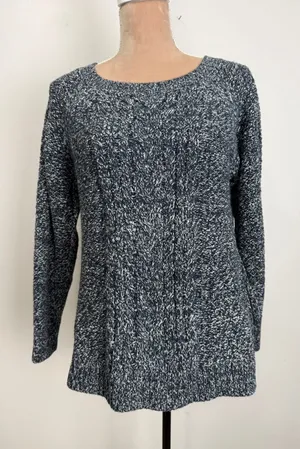 St. John's Bay Marled Crewneck Sweater - Navy & White thumbnail 1