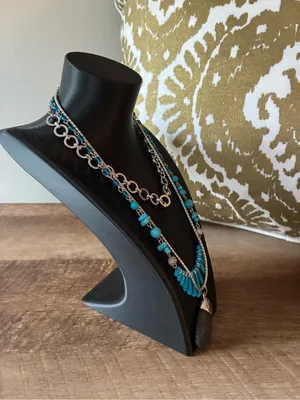 Silver Tone Faux Turquoise And Faux Charcoal Stone Necklaces, 3 thumbnail 5