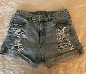 American Eagle Stretch Curvy Ripped Denim Mom Short thumbnail 1