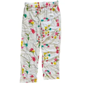 Annie Selkie Pine Cone Hill "Taffeta Floral" White Pink Boyfriend Pajama Set thumbnail 4