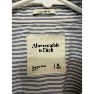 Abercrombie & Fitch Womens Oversized Shirt M Striped Button Down Blue White thumbnail 4