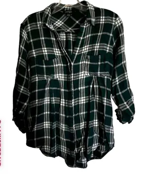 Lord & Taylor Plaid Button Down Shirt Forest Green Size S thumbnail 1