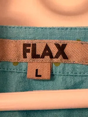 Flax 100% linen polka dot square neck button front blouse size large thumbnail 8