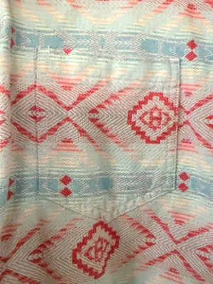 Ariat Light Blue & Pink Aztec Button-Front Shirt size L Western Serape Rodeo thumbnail 3