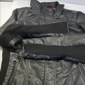 Black Faux Leather Jacket with Pink Lining Size L thumbnail 14