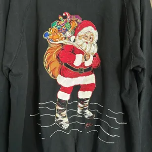 Vintage Santa Claus‎ Christmas Hanes Her Way Womens Sz X Large Black Sweatshirt thumbnail 2