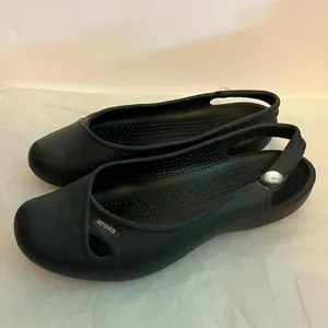 Crocs Womens Slip On Slingback‎ Ballet Flat W/Gem Round Toe Beach Black Sz 7w thumbnail 3