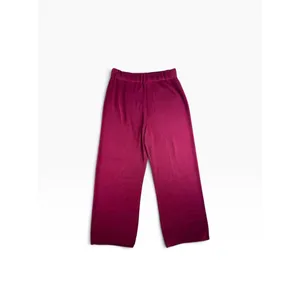Storybook Knits Burgundy Wide Leg Knit Pants Womens Medium Elastic Waist Relax thumbnail 7