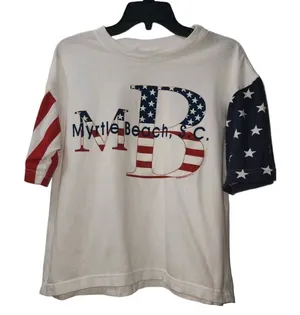 New Wave by Toledo Myrtle‎ Beach Graphic Tee Patriotic USA Made S/M thumbnail 1