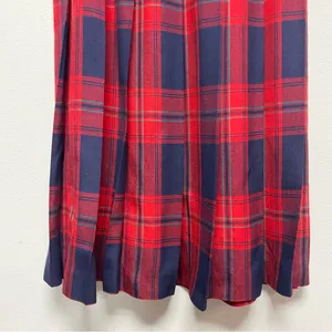 Vintage Talbots Tartan Pleated Midi Skirt Women Sz 10 P Blue Red Y2K Linen Blend thumbnail 5