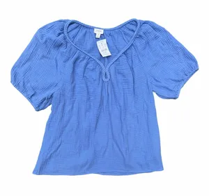 J. Crew Periwinkle Cotton Gauze Peasant Blouse thumbnail 1