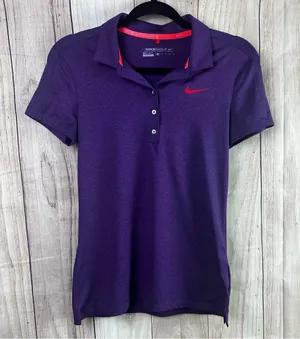Women's Nike Golf Purple Button Down Polo Shirt thumbnail 1