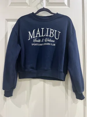 Lazy sundays Malibu Health & Wellness Sweatshirt – Navy Graphic Pullover – Size M thumbnail 1