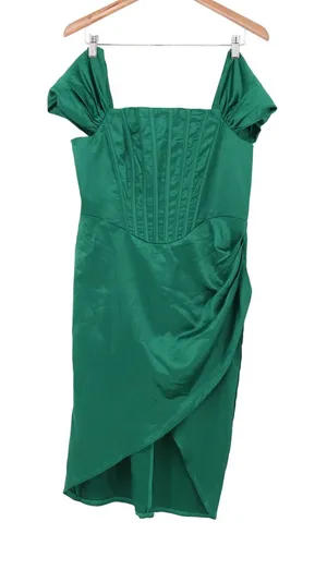 Unbranded Dress Womens XL Corset Wrap Green Satin Draped Excellent thumbnail 1