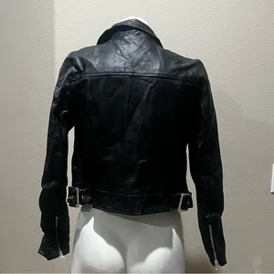 Love tree black faux leather jacket thumbnail 3