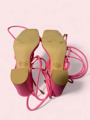 Source Unknown Hot Pink Strappy Block Heel Sandals thumbnail 8