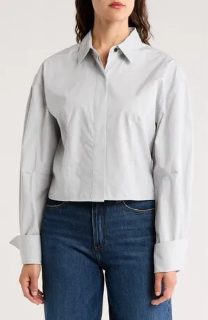 Rag & Bone Becca Crop Poplin Button-Up Shirt (Size Small) thumbnail 1