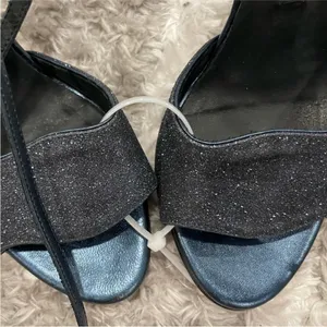 Veronica Beard Navy Blue Suma Glitter Heel Sandals 36.5 thumbnail 5
