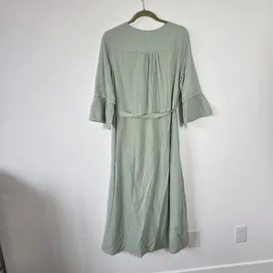 NEW Merokeety Peasant Maxi Dress Sage Pistachio Green Boho Cottagecore Modest L thumbnail 7