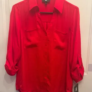 Iz Byer Vibrant Red Button-Down Shirt thumbnail 3
