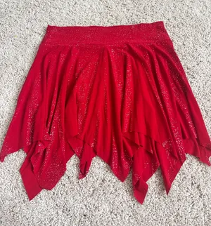 Redbugs Handkerchief Hem Skirt Womens Small Red Vintage Y2K Glitter Sparkle thumbnail 1