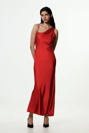 red midi dress satin party wedding coctail shower night out thumbnail 7