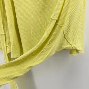 Free People Microphone Drop Lemon Grass Yellow Thermal Top Waffle‎ Knit Medium thumbnail 5