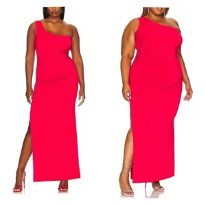 Remi x Revolve Gigi One Shoulder Slit Maxi Dress Women's Size 2X Red Glam thumbnail 2
