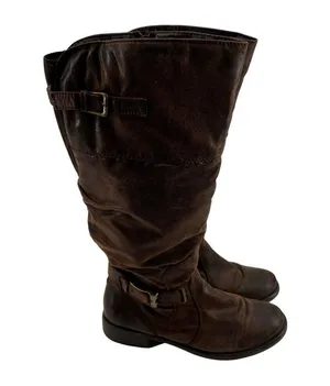 Bare Traps Women's Stiller Riding Boots dark Brown Knee High Buckle Zip size 8 thumbnail 3