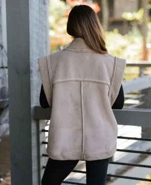 These Three Boutique Oversized vest taupe thumbnail 4