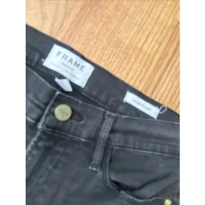 FRAME Le‎ High Straight Film Noir Black Jeans Distressed Hem SZ 28 6 thumbnail 3