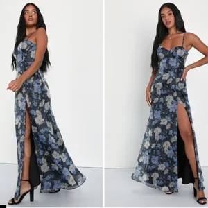 LULUS Bustier Sexy Floral Prom Wedding Chic Elegant Maxi Dress thumbnail 3