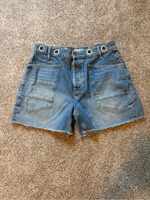 We The Free Moxie Barrel Denim Shorts Truest Blue Light Wash Size 30 thumbnail 4