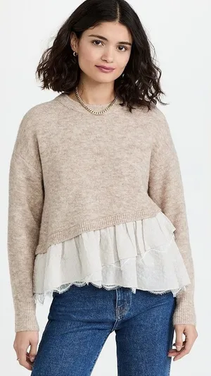 Cinq a‎ Sept Sweater Ruffle Hem Atlas Pullover Size XXS thumbnail 1
