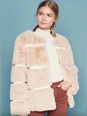 Anthropologie Keepsake the Label Ariel Faux Fur Coat Jacket in Crème Sz Med thumbnail 13