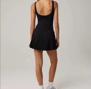 OFFLINE by Aerie Tiebreaker Pleated Tennis Dress in black. Size XS. thumbnail 3