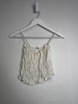 Reformation Lightweight White Ruched Stretchy Tank Top | Small thumbnail 2