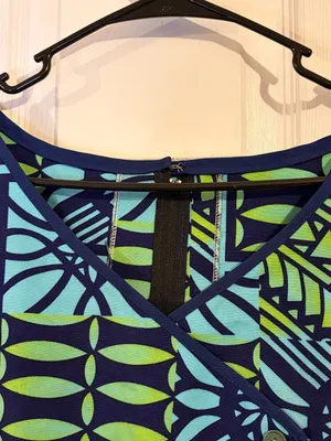 Polynesian Puletasi Blue Green for Women. Measurements in description thumbnail 7