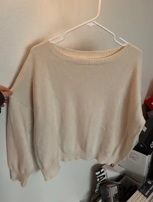Off The Shoulder Sweater Tan Size L thumbnail 2