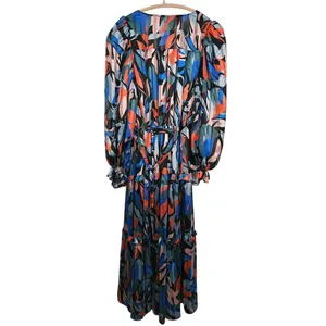 ELLIATT Vista Abstract Wrap Midi Dress Size Small Multicolor Whimsical Statement thumbnail 3