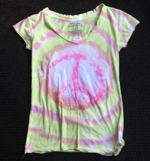 Freeze Vintage Distressed 90s/Y2K Tie Dye Peace Sign Scoop Neck T- Shirt thumbnail 1