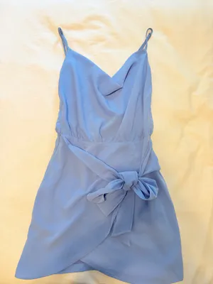 Shoefly Blue cowl-neck mini wrap dress thumbnail 1