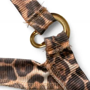 Leopard animal print halter top mini dress with gold detail thumbnail 5