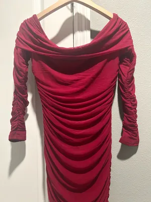 OYS Women's Elegant Ruffle Dress Size Medium Red thumbnail 3