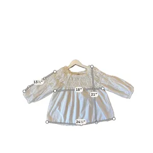 Gap white smocked poplin cotton top size small thumbnail 7