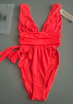 WE ARE HAH x Free people Cut To The Chase One Piece Swim Fried Salmon Small NWT thumbnail 1