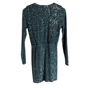 Show Me Your MuMu Party Hop Blue Sequined Long Sleeve Ruched Mini Dress Size M thumbnail 13
